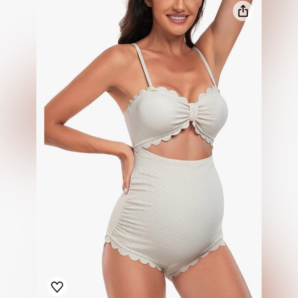 EastElegant Maternity One Piece Swimwear Back Cutout Pregnancy Scalloped